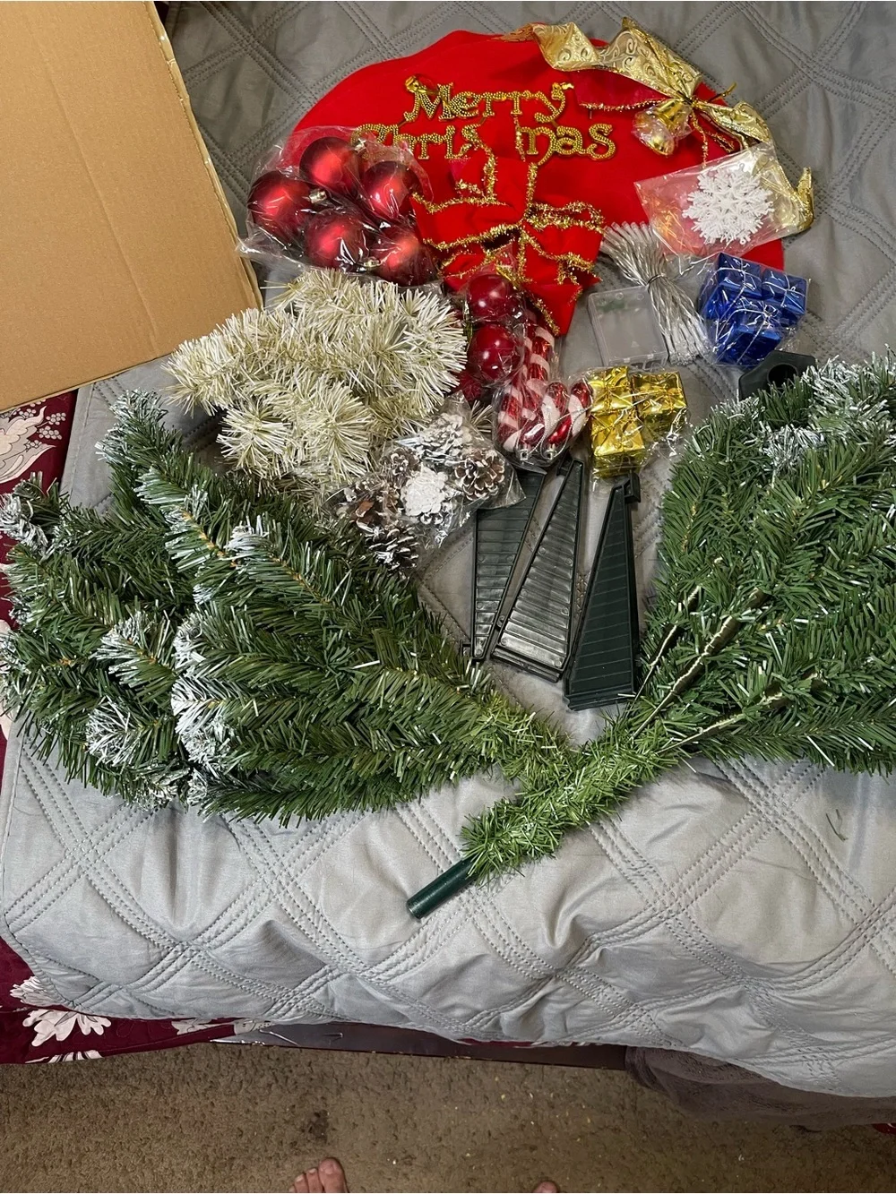 Christmas 36inch Small Artificial Tabletop Tree, Mini Tree w/ Hanging Ornaments
